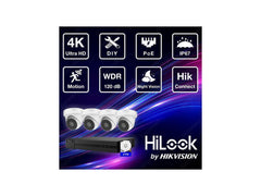 HiLook IK-4284TH-M/PH 4-Channel Color Vu 4MP 4K PoE Turret NVR Surveillance Kit