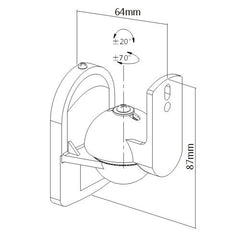 Brateck One Pair Universal Adjustable Satellite Speaker Wall Mount Bracket Tilt Swivel