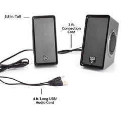 GOgroove SonaVERSE 02 USB-Powered Speakers with Dual Side-Firing Passive Woofers