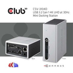 Club3D CSV-3104D USB 3.1 Gen 1 4K UHD Mini Docking Station - Silver