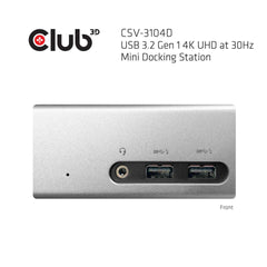 Club3D CSV-3104D USB 3.1 Gen 1 4K UHD Mini Docking Station - Silver