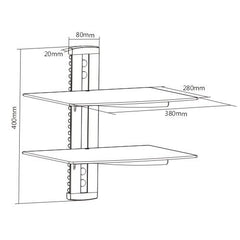 Brateck Double (2) Components DVD wall mount shelves floating shelf