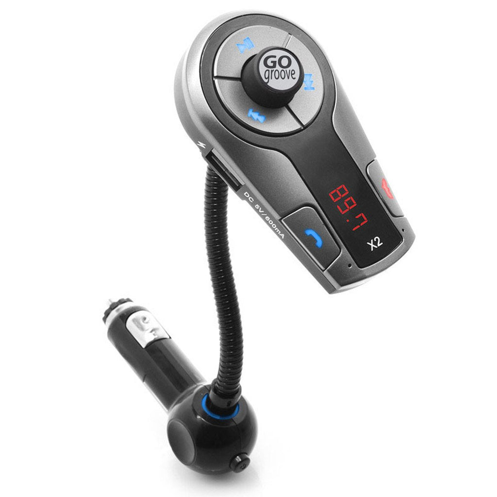 GOgroove FlexSMART X2 Hands Free Bluetooth FM Transmitter For Car Radio w/USB Charging