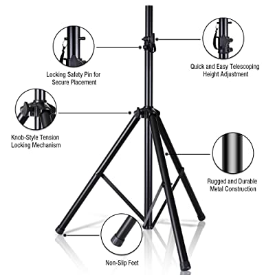 Pyle PSTK103 Dual Universal Speaker Stand Mount Holders, Height Adjustable to 8' Ft. Pair