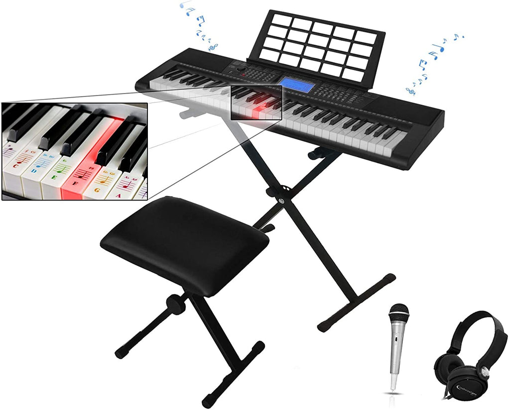 Technical Pro 61-Key Electronic Piano Bundle with Stand Stool Headphones Mic