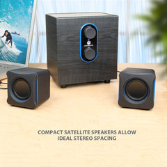 GOgroove SonaVERSE LBr USB Powered 2.1 Computer Stereo Speaker System - Grey