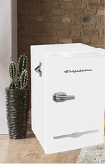 Frigidaire Retro EFR376 3.2 cu ft Mini Bar Fridge w/ Side Bottle Opener - White