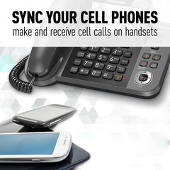 Panasonic KX-TGF383M Link2Cell Bluetooth Corded / Cordless Phone and Answering Machine with 3 Cordless Handsets