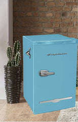 Frigidaire Retro EFR376 3.2 cu ft Mini Bar Fridge w/ Side Bottle Opener - Blue