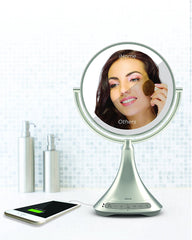 iHome Beauty Portable/Rechargeable 9" Double-Sided Vanity Mirror Speaker With Bluetooth, Audio, Speakerphone and USB Charge