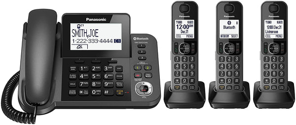 Panasonic KX-TGF383M Link2Cell Bluetooth Corded / Cordless Phone and Answering Machine with 3 Cordless Handsets