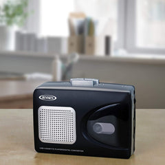 Jensen SCR-90 Stereo USB Cassette Player with Built-in Speaker and Encoding to Computer