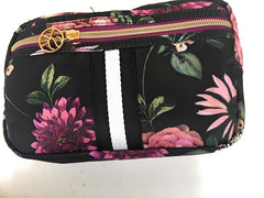 Sonia Kashuk Cosmetic Bag Overnighter Dark Floral w/ Webbing.