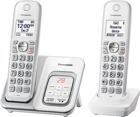 Panasonic KXTGD432W 2-Handset Cordless Phone w/ Talk Caller ID, Answering & Speakerphone