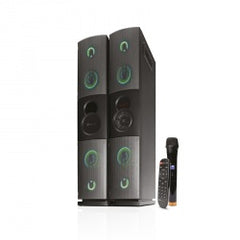 Klipxtreme KFS-600 Bluetooth Speakers Duet 2 Speakers 2800W Floorstanding 4 -5.25in Subwoofers 4 -2.5in Tweeters Wireless Mic Remote Control LED Lights