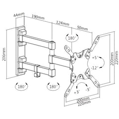 Brateck Steel Full-motion TV Wall Mount 13"-42" 20kg/44lbs