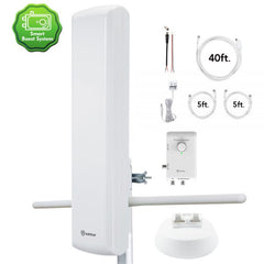 Antop SBS-802 HD Smart Panel HDTV & FM Outdoor Amplified Antenna With Smart Boost System, 85 mile Range - White