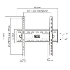 Classic Heavy Duty 32"-55" 75kg/165lbs Curved & Flat Panel TV Tilting Black Steel Wall Mount