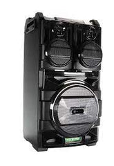 Klipxtreme KWS-920 Bluetooth Speaker BigBash 6000W 12in Subwoofer 2 -5in Tweeters 2x Wireless Mic Remote Control LED Lights Retractable Handle w/ Wheels