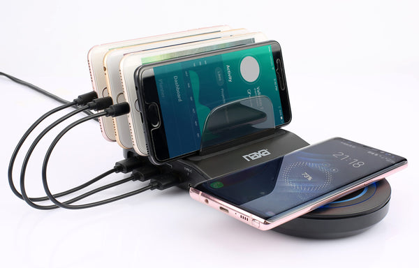 Naxa NAP-5000 5-in-1 Wireless Fast Charging Station w/ Qi & 4 USB Ports