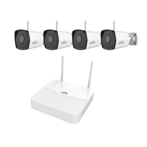 Uniview 4-Channel WIFI Camera Kit 1TB HDD NVR Security Surveillance System With 4 Smart IR 2MP Mesh WiFi IP Bullets Cameras - White