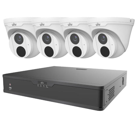 Uniview 4-Channel 1TB HDD NVR Security System With 4 POE Smart IR 4MP Fixed Lens IP Dome Surveillance Camera Kit Kit System