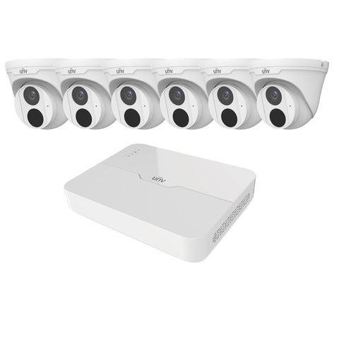 Uniview 8-Channel 2TB HDD 4K NVR With 6 POE Smart IR 4MP Fixed IP Dome Security Surveillance Cameras Kit System