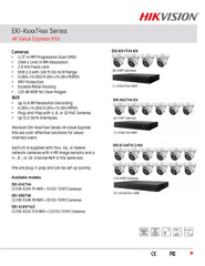 Hikvision EKI-K164T412 16-Channel POE 4K NVR IP Security Camera Kit 12 X 4MP Turret Cameras