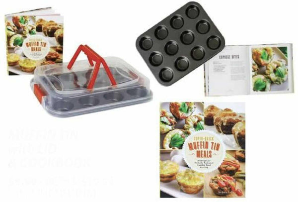 Muffin Tin Meals Cookbook w/ Muffin Pan & Carry Top Lid