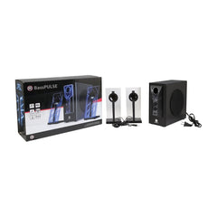 GOGROOVE BassPULSE Computer Speaker System with LED Glow Lights and Powered Subwoofer-Works with PC, Apple MAC, ASUS, Acer, Alienware, CybertronPC, Dell, HP, and More Computers, Blue