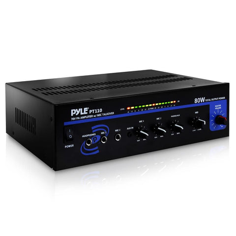 Pyle Pro PT110 80W AC/DC Microphone PA Mono Amplifier/Mixer