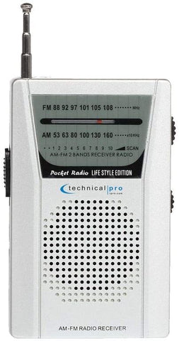 Technical Pro R60 Portable Pocket Type AM/FM Handheld Radio with Speaker
