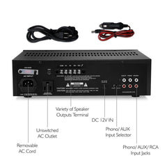 Pyle Pro PT110 80W AC/DC Microphone PA Mono Amplifier/Mixer