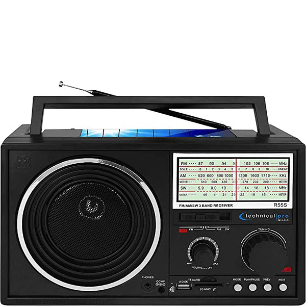 Technical Pro Rechargeable Solar Powered AM/FM/ Shortwave Radio With Bluetooth Speaker R55S