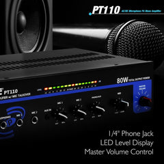 Pyle Pro PT110 80W AC/DC Microphone PA Mono Amplifier/Mixer