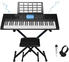 Technical Pro 61-Key Electronic Piano Bundle with Stand Stool Headphones Mic