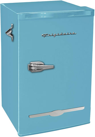 Frigidaire Retro EFR376 3.2 cu ft Mini Bar Fridge w/ Side Bottle Opener - Blue