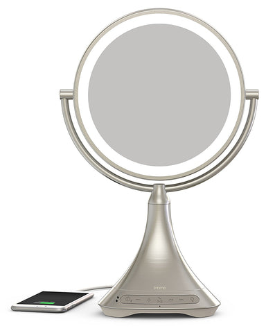 iHome Beauty Portable/Rechargeable 9" Double-Sided Vanity Mirror Speaker With Bluetooth, Audio, Speakerphone and USB Charge