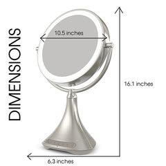 iHome Beauty Portable/Rechargeable 9" Double-Sided Vanity Mirror Speaker With Bluetooth, Audio, Speakerphone and USB Charge