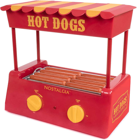 Nostalgia HDR8RY Hot Dog Roller & Bun Warmer 8 Hot Dog and 6 Bun Capacity