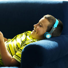 JLab Audio JK2GRYBLURTL JBuddies Folding Kids Wired Headphones  - Blue/Grey