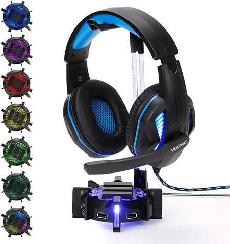 Accessory Power Enhance Gaming Headset Stand Headphone Holder with 4 Port USB Hub