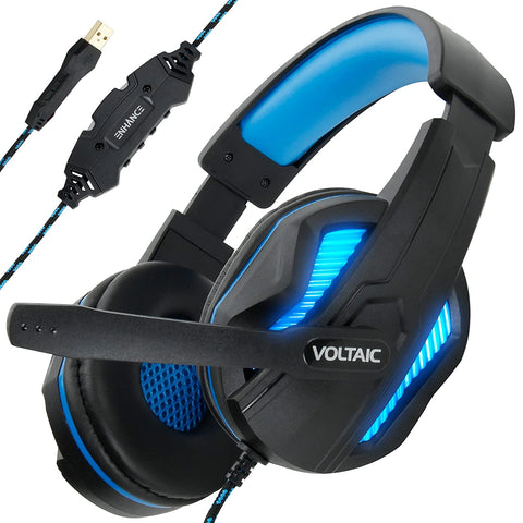 Enhance ENVOH7L100BLEW Voltaic PRO USB Gaming Headset Voltaic with 7.1 Surround Sound