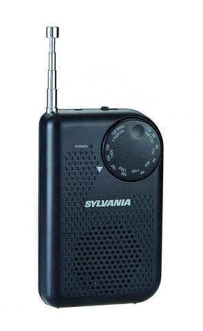 Sylvania Portable AM/FM Pocket Radio with Built-In Speaker, Black