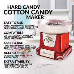 Nostalgia PCM805RETRORED Retro Hard & Sugar Free Cotton Candy Maker - Red