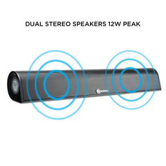 GOgroove BlueSYNC BBR Bluetooth Wireless Desktop Speaker Stereo Soundbar