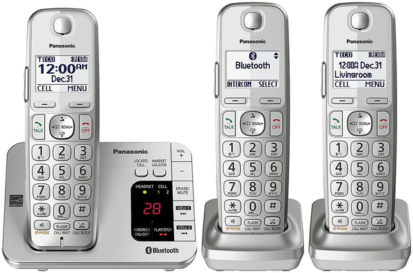 Panasonic KX-TGE463S Link2Cell Bluetooth Cordless Phone with Answering Machine - 3 Handsets