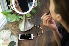 iHome Beauty Portable/Rechargeable 9" Double-Sided Vanity Mirror Speaker With Bluetooth, Audio, Speakerphone and USB Charge