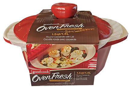 Goodcook OvenFresh Stoneware Round Casserole Dishw/ Lid - 1.5Qt/1.4L