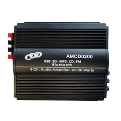 CDD AMCD0200 4 Channel Bluetooth Mini Amplifier 4x30W with P/S, Remote, USB, MP3, Media Card, FM